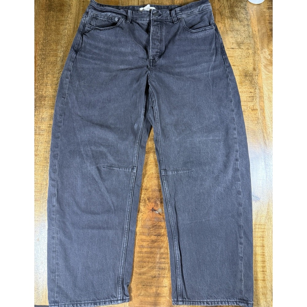 Madewell Darted Barrel Leg Jeans Womens 29 Black High Rise Button Fly Cotton